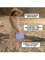 Mini EVA Beach Bag for Women - Cute Waterproof Rubber Tote Handbag for Vacation, Pool & Shower - Washable Mini Handbag for Sunscreen, Phone & Keys (Purple)(8 Inch) 